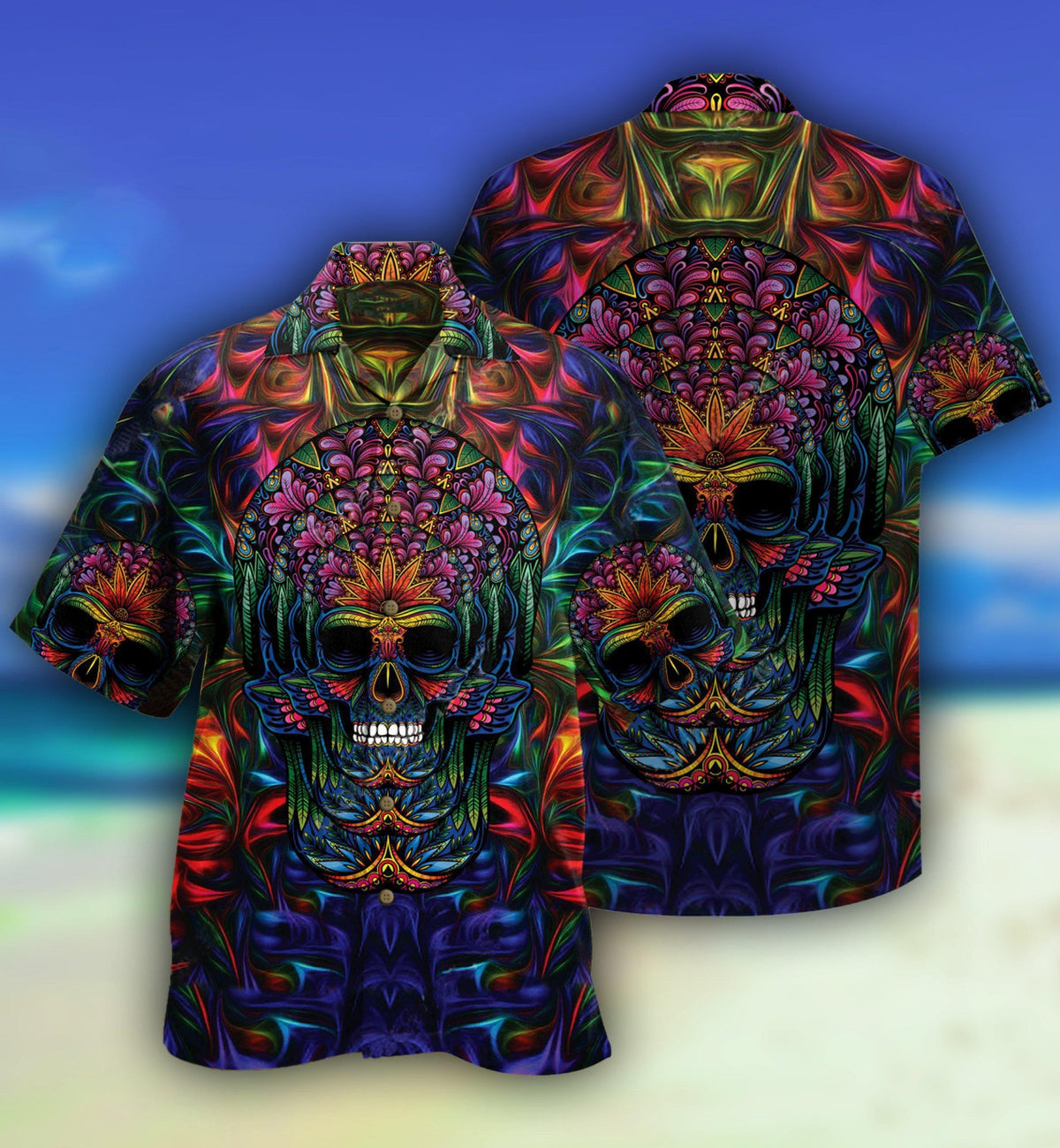 Skull Hawaiian Shirt With All Over Print For Coastal Adventures Summer Events And Everyday Comfort