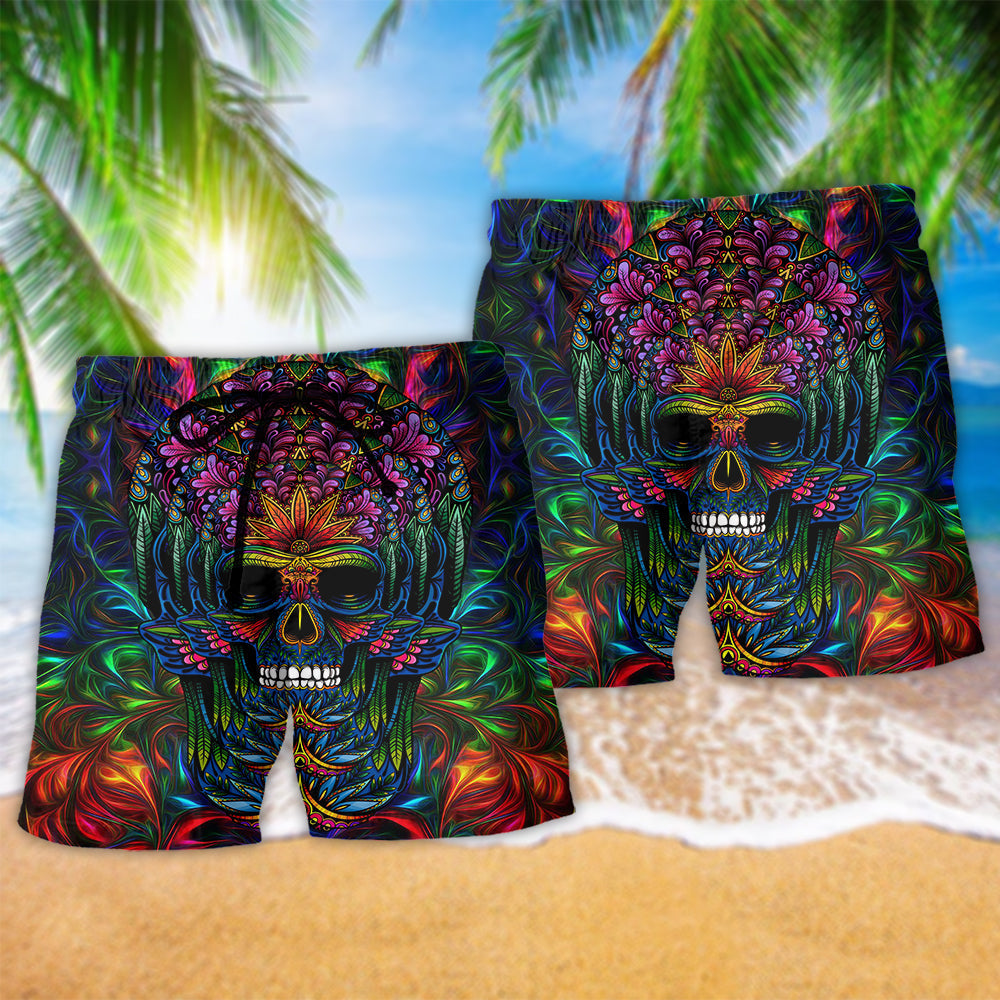 Skull Awesome So Amazing Hawaiian Print Beach Shorts For Weekend Adventures And Comfort