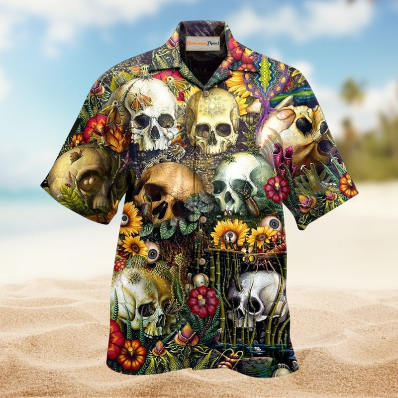 Skull Back To The Beginning Hawaiian Shirt For Island Parties Bold Artwork And Everyday Summer Style