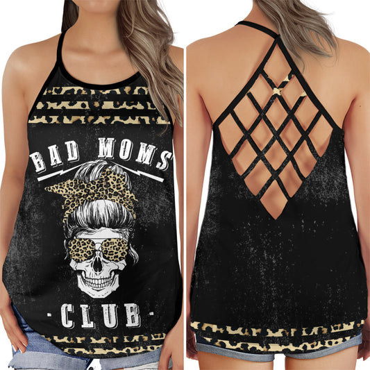Skull Bad Moms Club Funny Dark Humor Art Hollow Tank Top For Workouts Festivals And Bold Style
