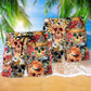 Floral Skull Beauty Beach Shorts Pattern Detail For Cruise Vacations And Memorable Gift Ideas