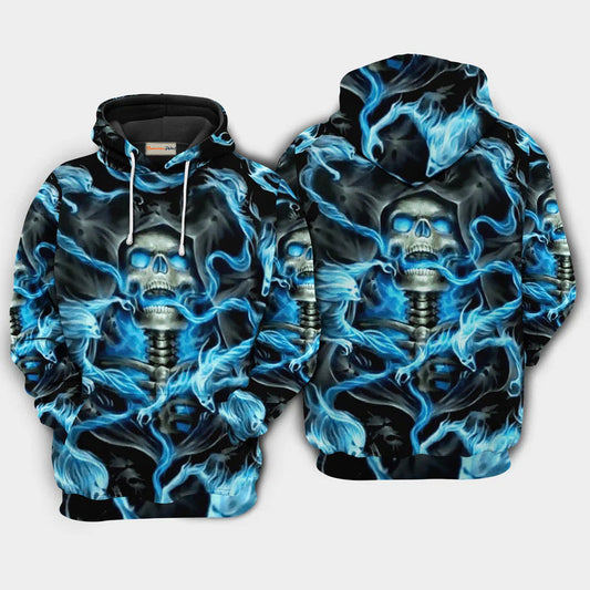 Black Blue Skull Hoodie For Alternative Events Seasonal Outings And Gift Ideas