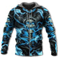 Black Blue Skull Hoodie For Dark Themed Outfits Outdoor Trips And Casual Comfort