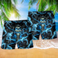 Skull Black Background Beach Shorts For Summer Vacation And Coastal Travel