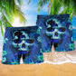 Skull Hello Summer Blue Beach Shorts Pattern Detail For Weekend Travel And Warm Weather Wardrobe