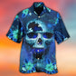 Summer Blue Skull Hawaiian Shirt With Detailed Graphic For Tropical Getaways Outdoor Fun And Everyday Wear