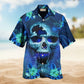Vintage Skull Artwork Hawaiian Shirt Detailed Pattern View For Casual Outings