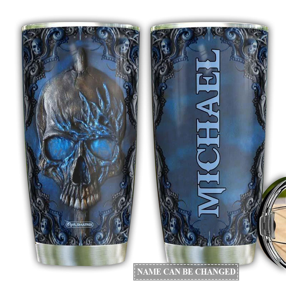 Skull Blue Woody With Floral Personalized 20 Oz Tumbler For Coffee Travel And Daily Drinks