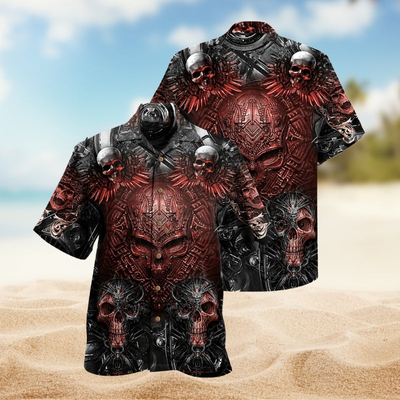 Dark Skull Hawaiian Shirt For Mythic Art Lovers, Coastal Outings, And Thoughtful Gift Giving
