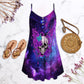 Skull Butterfly Purple Mysterious V-Neck Sleeveless Cami Dress For Weekend Parties And Distinctive Outfits