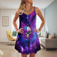 Skull Butterfly Purple Mysterious V-Neck Sleeveless Cami Dress For Weekend Parties And Distinctive Outfits