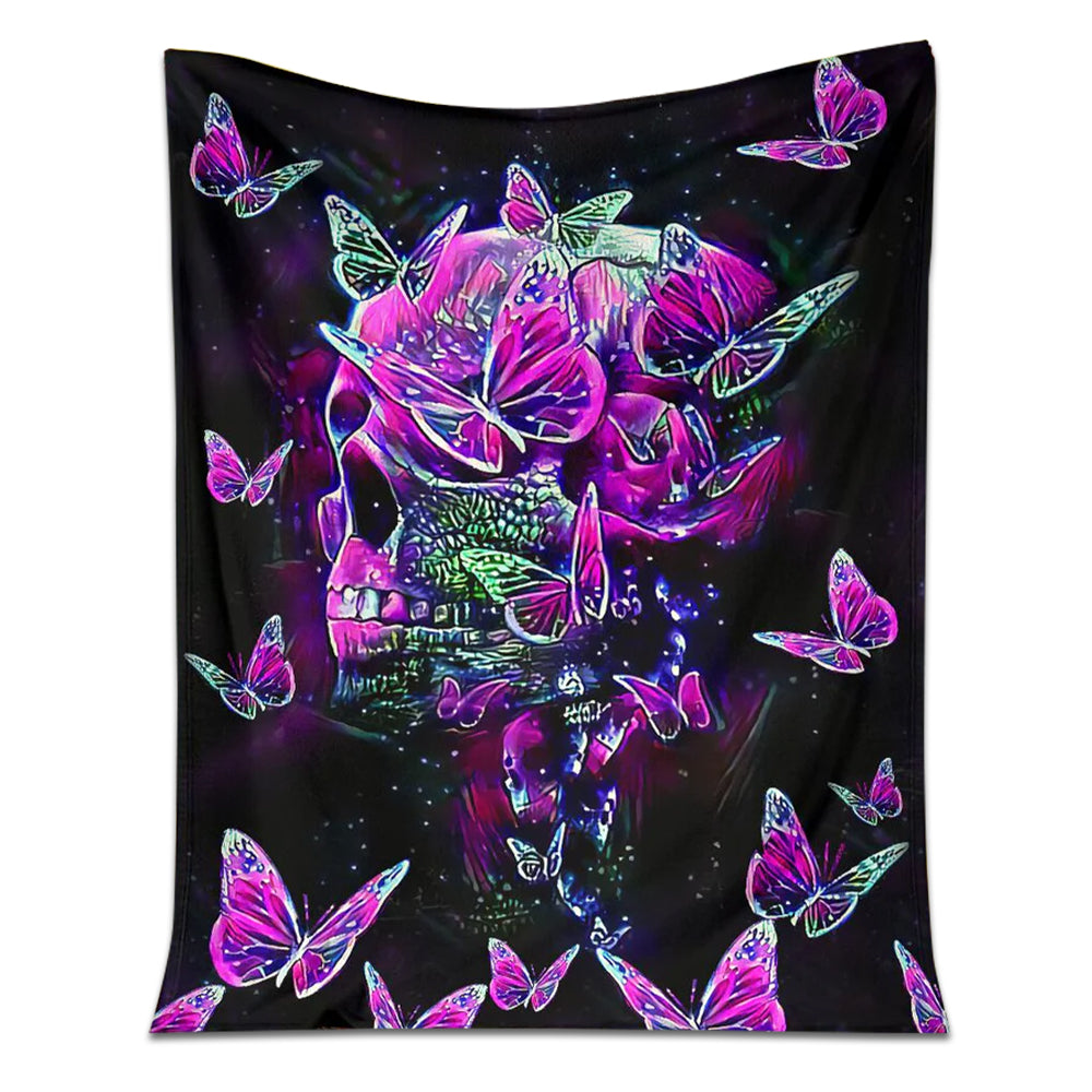 Skull Butterfly Story Flannel Blanket For Cozy Bedroom Sofa Decor