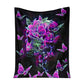 Skull Butterfly Pink Flannel Blanket For Cozy Bedroom Sofa Decor