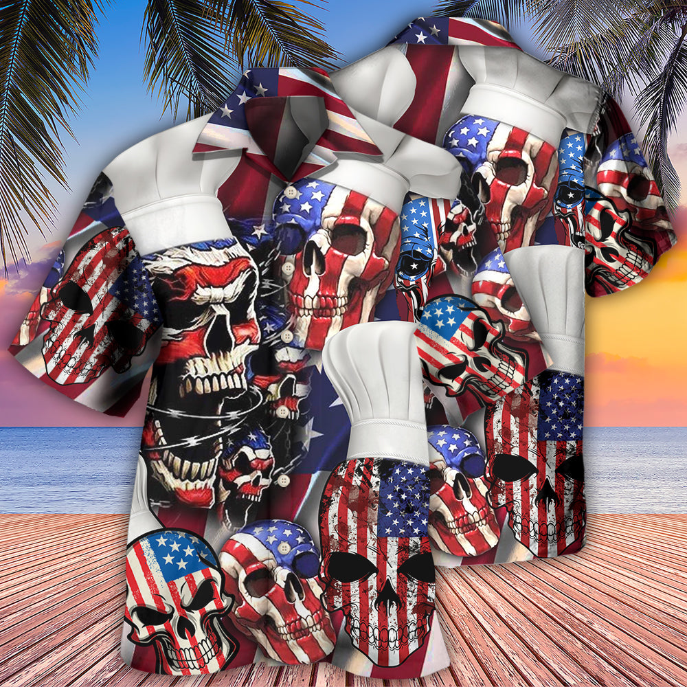 Skull Chef American Independence Day Hawaiian Shirt For Summer Vacation And Beach Travel