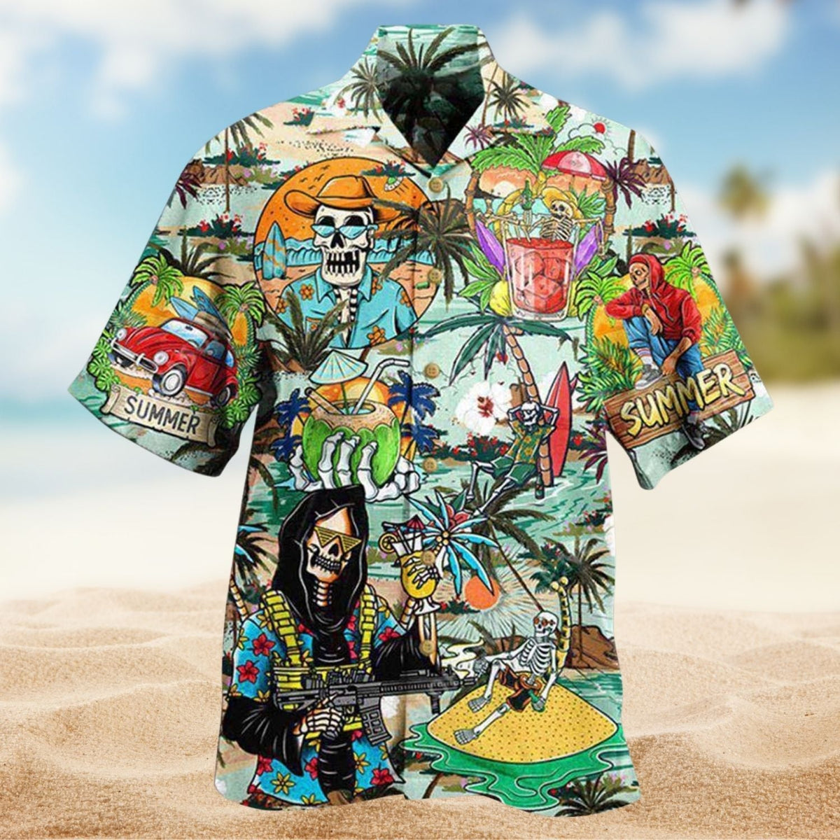 Skull Chill Beach Hawaiian Shirt For Island Vacations, Casual Events, And Distinctive Seasonal Style