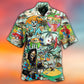 Summer Skull And Tropical Beach Hawaiian Shirt With Detailed Graphic For Coastal Trips Outdoor Events And Relaxed Summer Wear