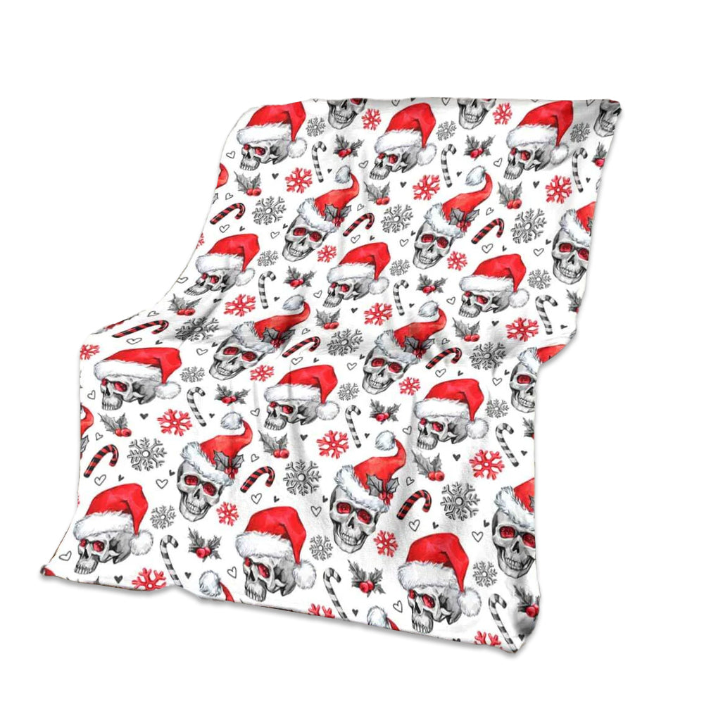Skull Christmas So Happy Flannel Blanket For Cozy Bedroom Sofa Decor