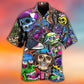 Colorful Skull Hawaiian Shirt With Detailed Graphic For Coastal Vacations Warm Weather Events And Daily Style
