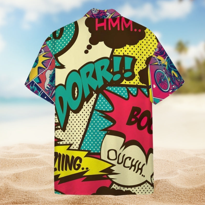 Skull Comic Riding Style Hawaiian Shirt For Resort Getaways Outdoor Parties And Everyday Summer Wear