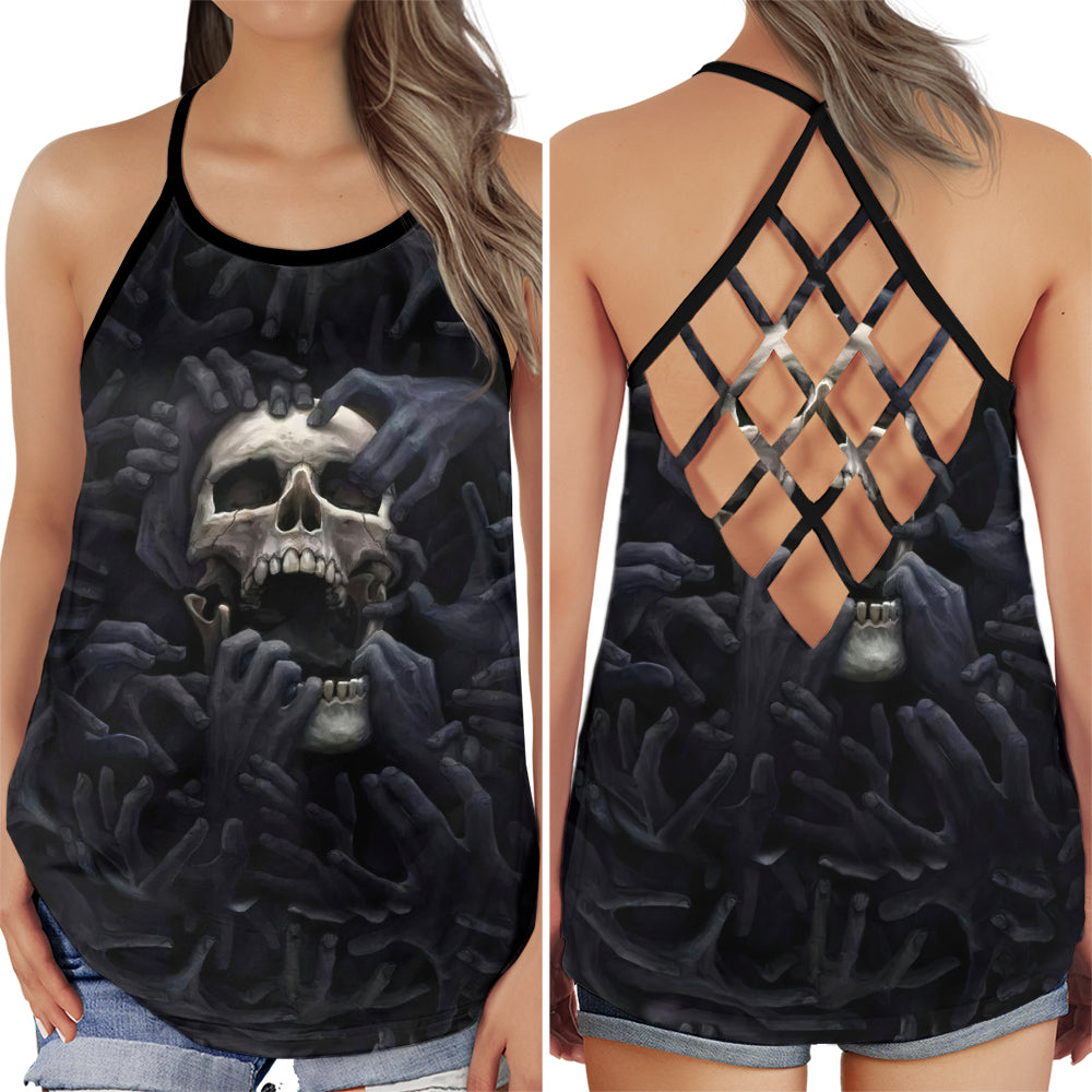 Skull Strong Bold Look Hollow Tank Top For Workouts Festivals And Bold Style