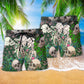 Skull Couple Kiss Floral Romantic Beach Shorts Pattern Detail For Leisure Travel And Warm Weather Wardrobe