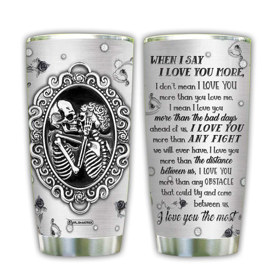 Skull Couple Love You Couple Gift With Sweet Kiss 20 Oz Tumbler For Coffee Travel And Daily Drinks