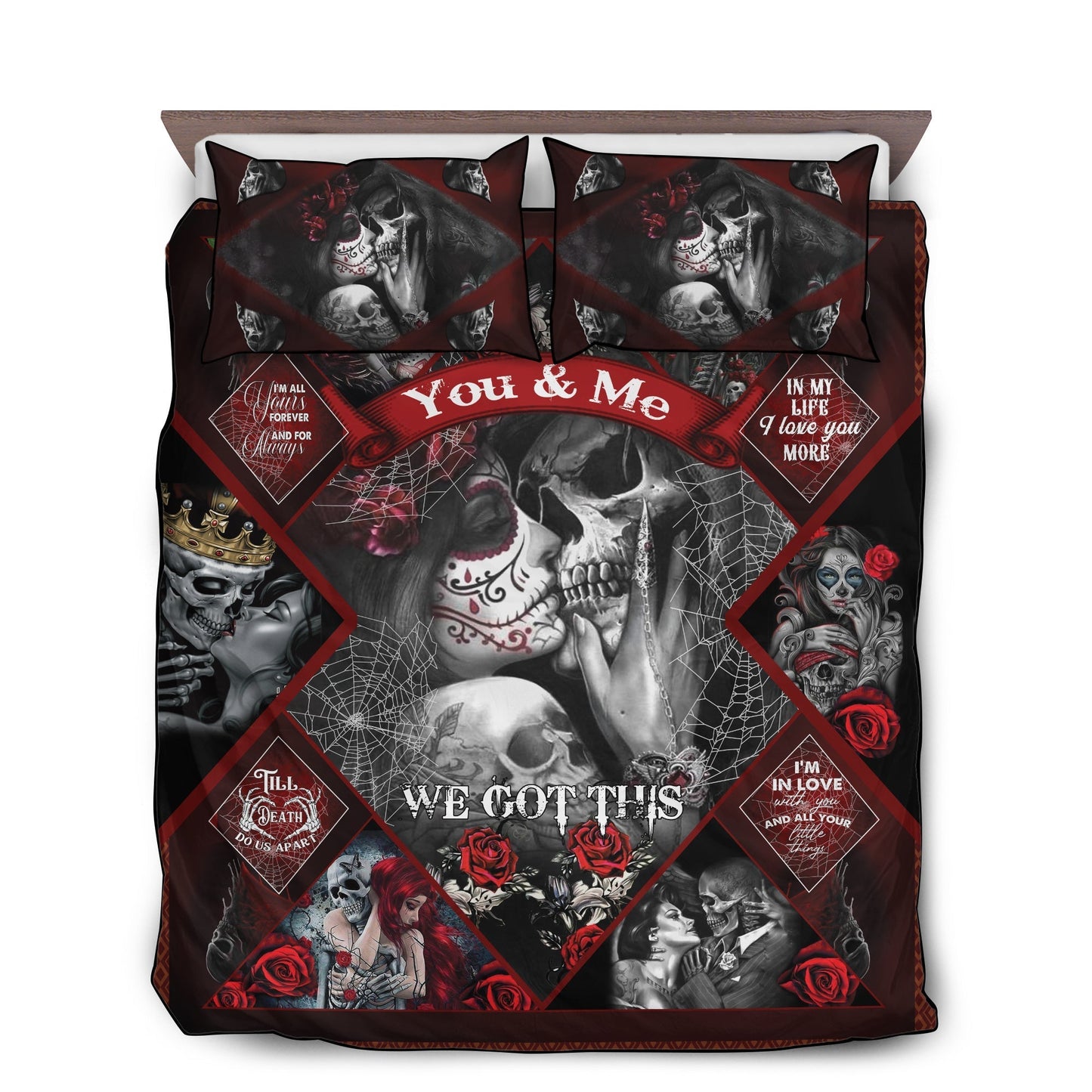 Skull Couple Love Bedding Cover For Gothic Bedroom Decor