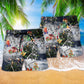 Skull Dancing With Christmas Black Hawaiian Beach Shorts For Christmas Getaways