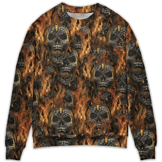 Skull Dark Fire Abstract Sweater For Alternative Outfits Seasonal Events And Everyday Comfort