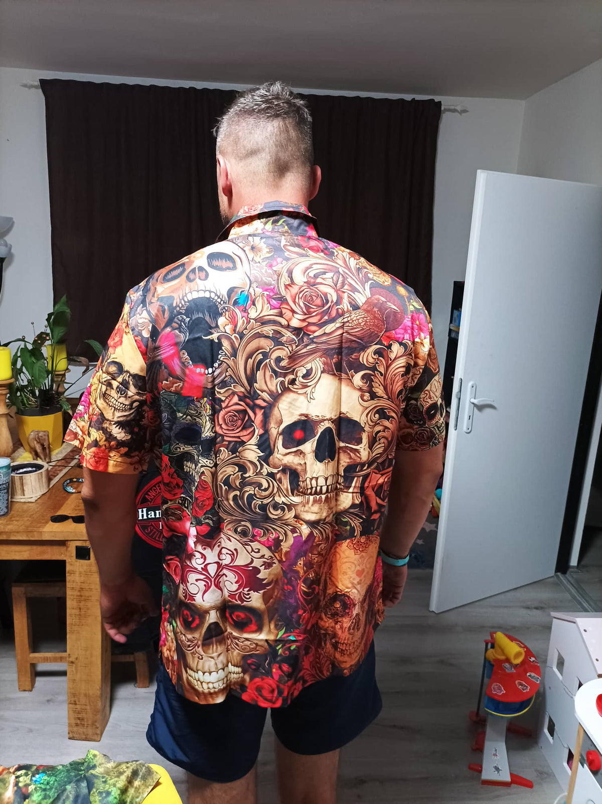 Floral Sugar Skull Hawaiian Shirt With Detailed Graphic For Beach Vacations Casual Parties And Warm Weather Style
