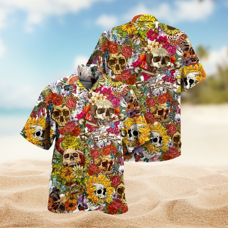Floral Skull Hawaiian Shirt For Fantasy Fans, Resort Trips, And Imaginative Summer Style
