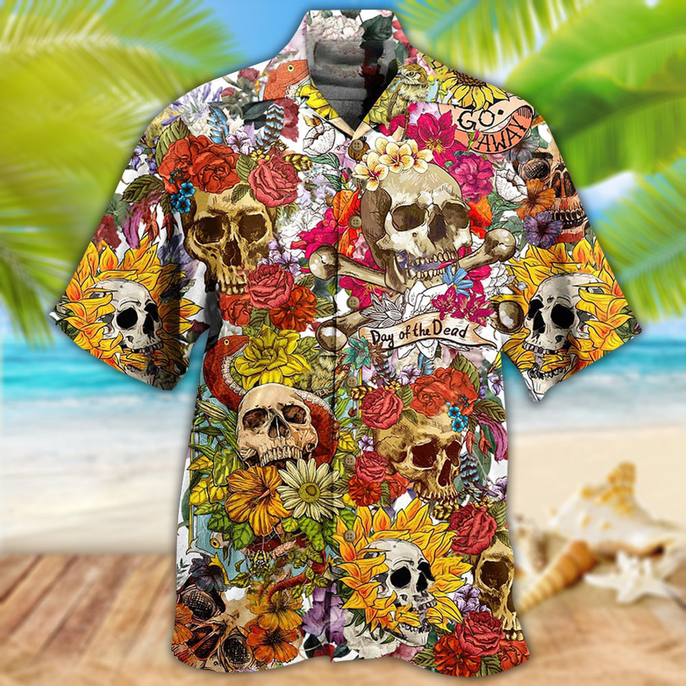 Floral Sugar Skull Hawaiian Shirt For Resort Getaways Summer Adventures And Casual Gifting And Resort Style