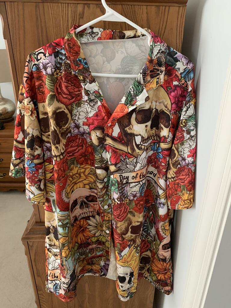 Floral Sugar Skull Hawaiian Shirt With All Over Print For Resort Getaways Summer Adventures And Casual Gifting
