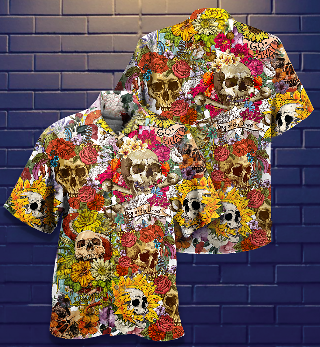 Floral Sugar Skull Hawaiian Shirt With Detailed Graphic For Resort Getaways Summer Adventures And Casual Gifting