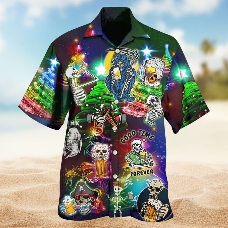 Gothic Dark Skull Death Graphic Hawaiian Shirt For Beach Days, Summer Outings, And Thoughtful Gift Giving