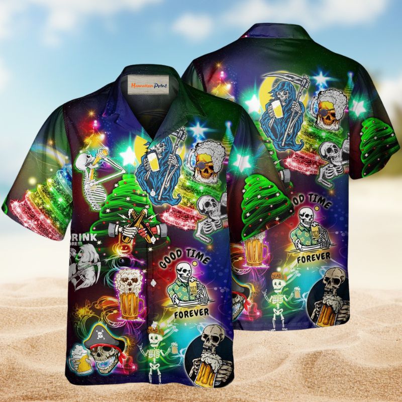 Gothic Dark Skull Death Graphic Hawaiian Shirt For Beach Days, Summer Outings, And Thoughtful Gift Giving