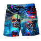 Skull In Deep Ocean Beach Shorts For Halloween Vacation And Festival Style