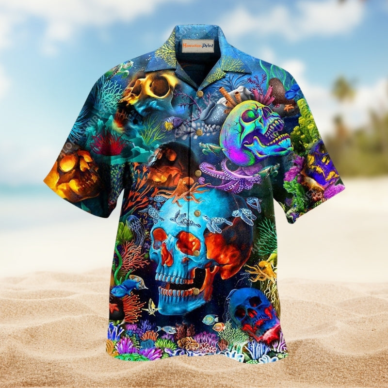 Skull Deep In The Ocean Hawaiian Shirt For Beach Gatherings Fantasy Fans And Comfortable Casual Wear