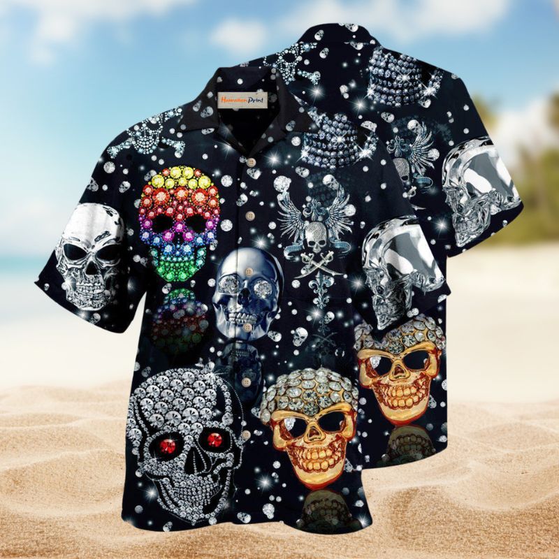 Skull Diamond Shine Hawaiian Shirt For Island Vacations, Casual Events, And Distinctive Seasonal Style