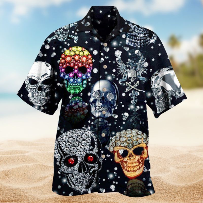 Skull Diamond Shine Hawaiian Shirt For Island Vacations, Casual Events, And Distinctive Seasonal Style