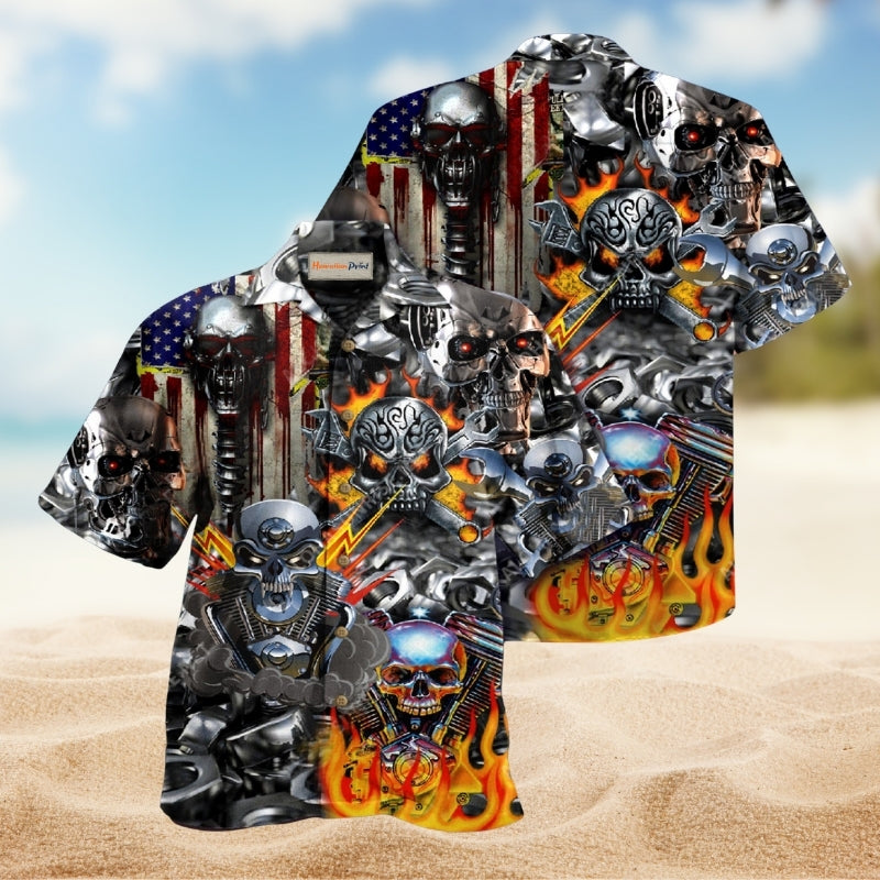 Unbreakable Skull Hawaiian Shirt For Festival Outings Resort Trips And Distinctive Warm Weather Wear