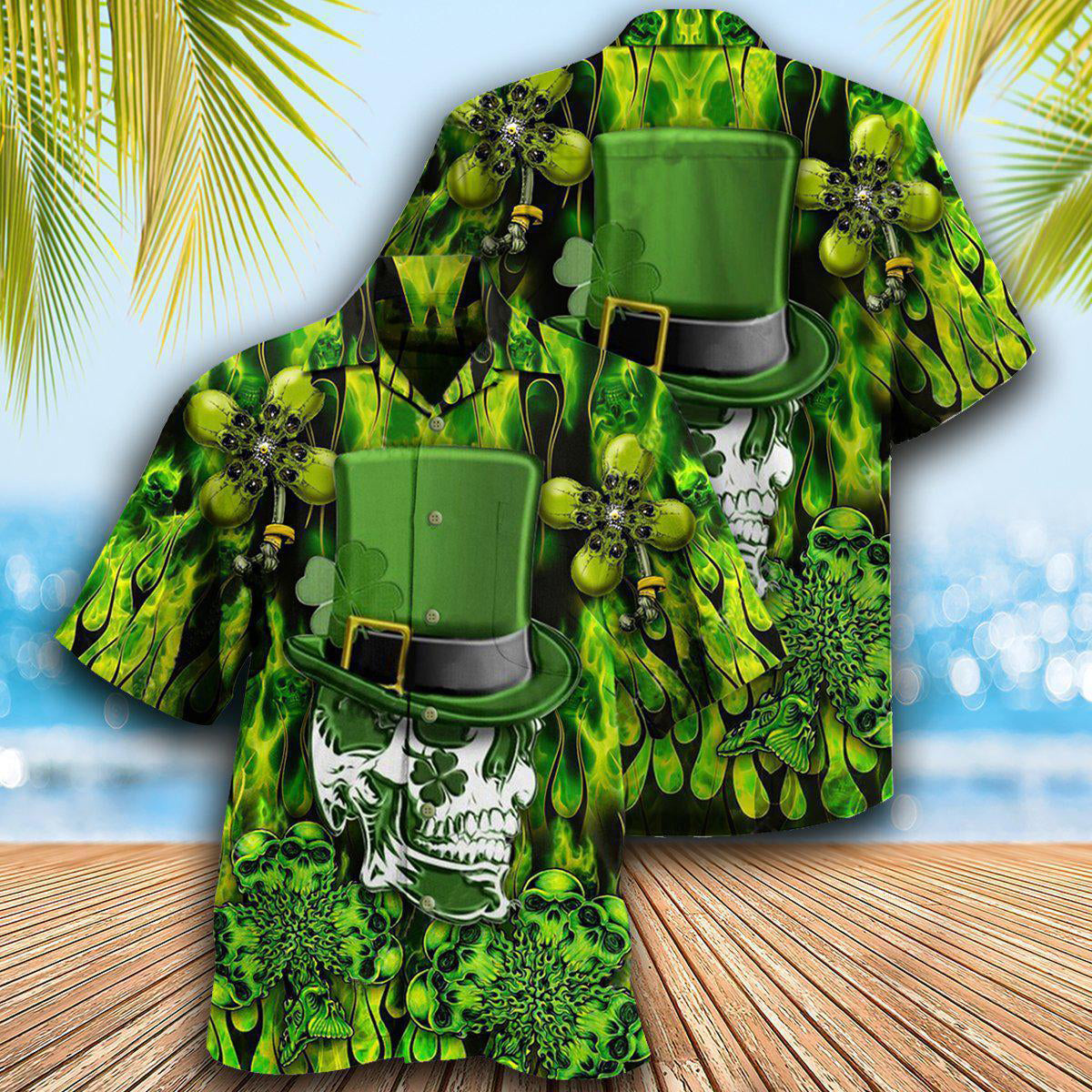 Skull Irish Saint Patricks Day Hawaiian Shirt For Coastal Adventures And Warm Weather Wear