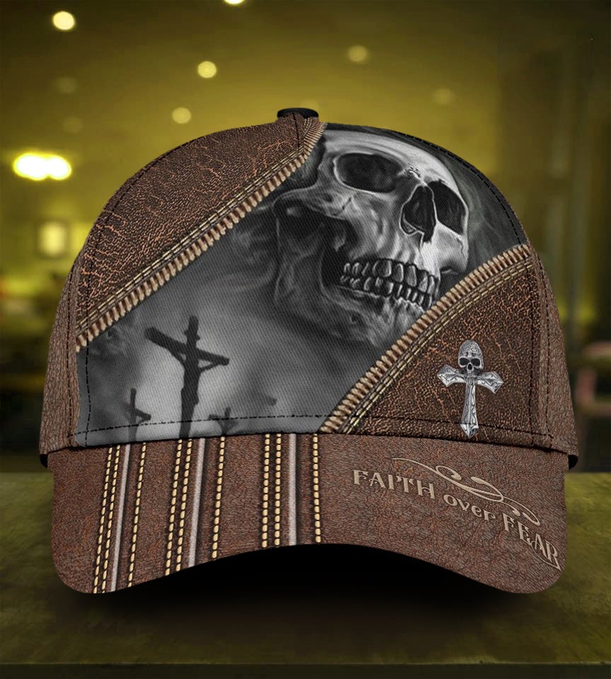 Skull Faith Over Fear Classic Cap For Casual Events Beach Trips And Thoughtful Gifting