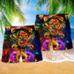 Skull Fire Angry So Amazing Hawaiian Print Beach Shorts For Fantasy Fan Beach Days