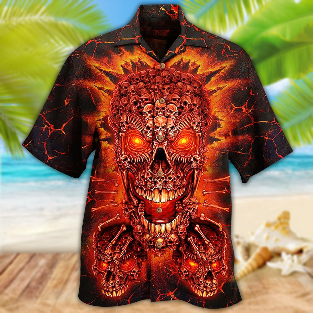 Flame Cute Skull Hawaiian Shirt With Detailed Graphic For Warm Weather Adventures Parties And Daily Comfort