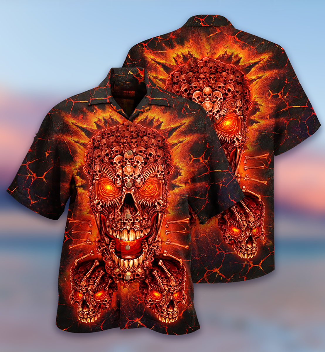 Flame Cute Skull Hawaiian Shirt With All Over Print For Warm Weather Adventures Parties And Daily Comfort