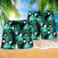 Green Skull Fish Fantasy Beach Shorts Print View For Coastal Escapes And Casual Outings