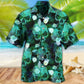 Green Skull Fish Hawaiian Shirt Design Detail For Sunny Adventures And Casual Wear