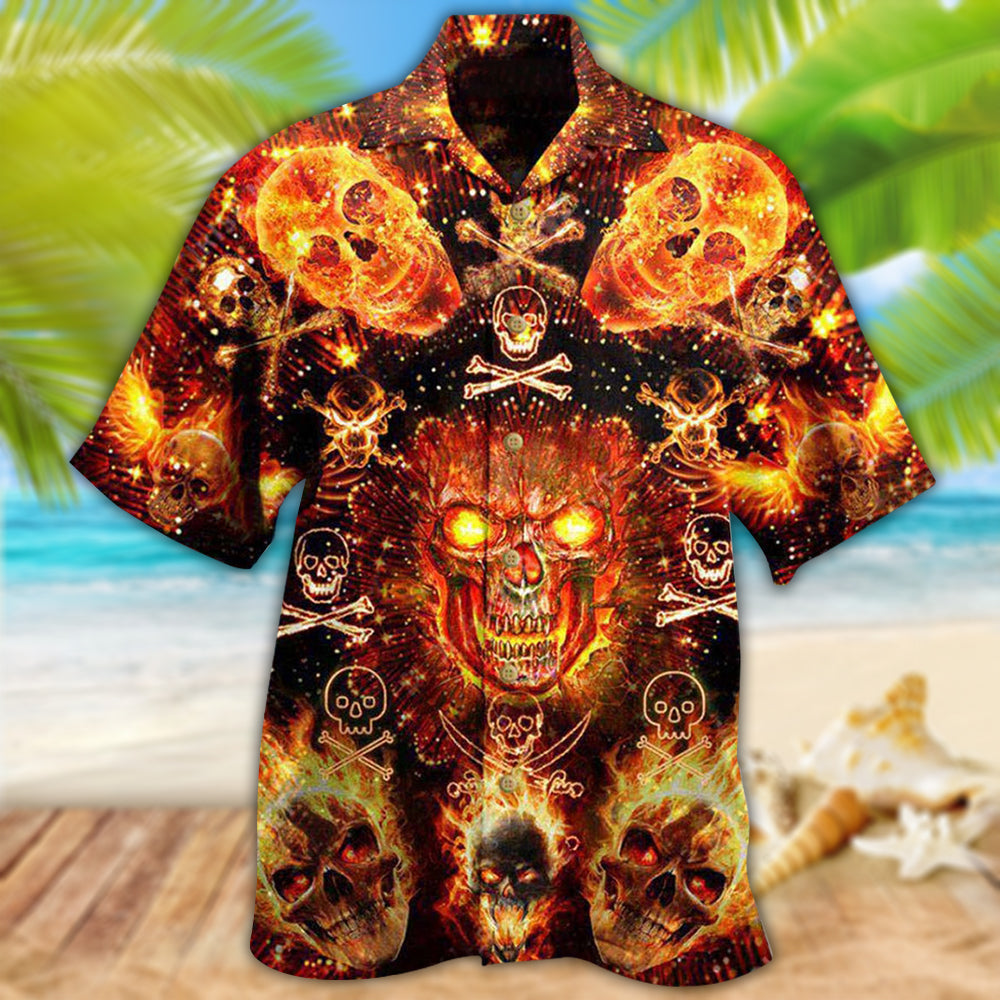 Skull Flame Hawaiian Shirt Design View For Resort Travel And Thoughtful Gifting