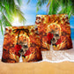 Skull Flaming Rose Fire Hawaiian Print Beach Shorts For Striking Resort Looks
